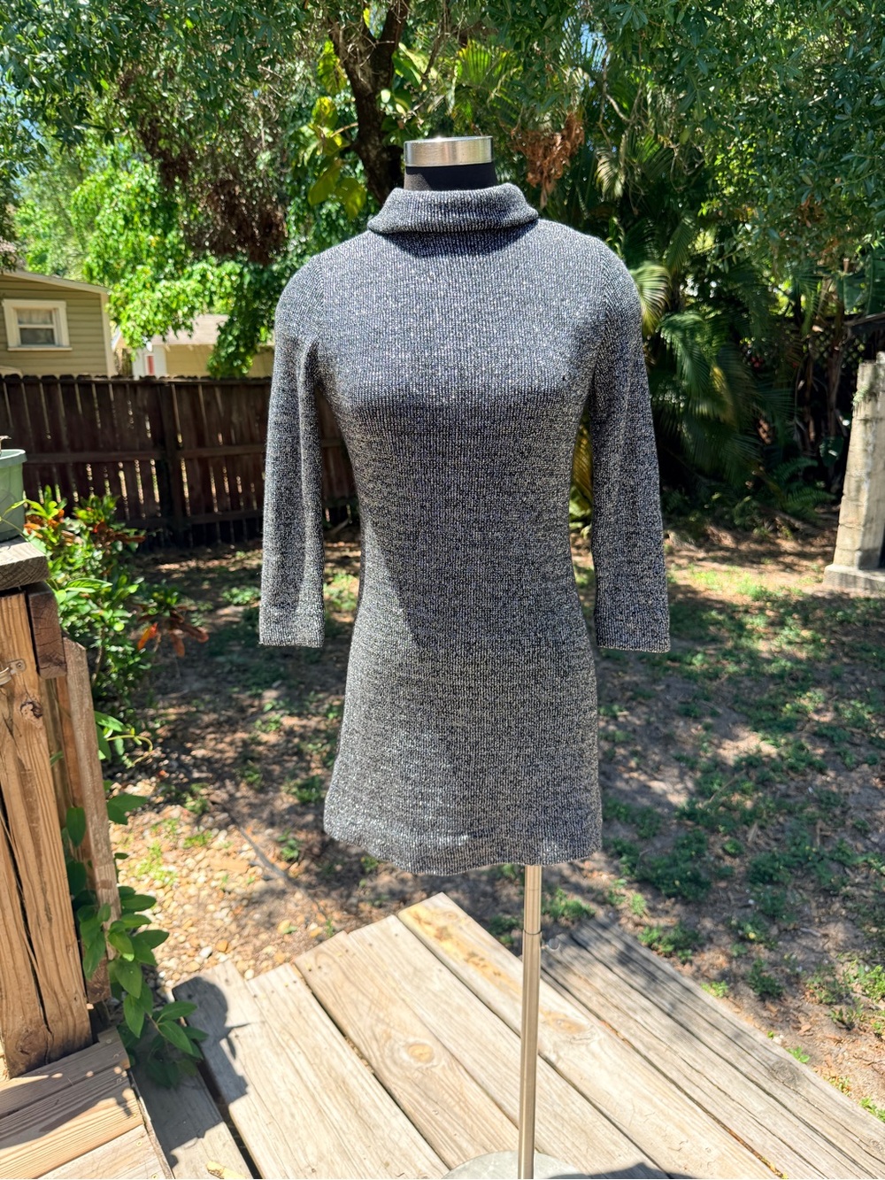 1960s 70s Short Stops by Ronnie Fashions Silver Lurex Mini Dress